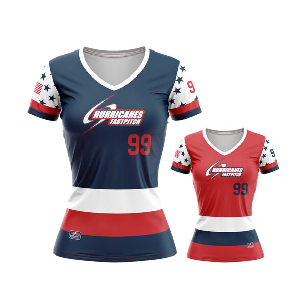 Single Ply Reversible Fastpitch Jersey - Varsity Pullover Pattern Front