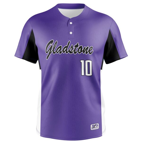 Full Dye Sub Fastpitch Two Button Pullover Jersey - Varsity Pattern Front