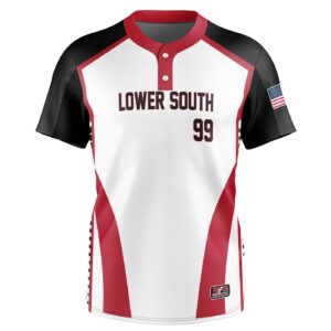 Full Dye Sub Baseball/Softball Two Button Short Sleeve Pullover Jersey- front