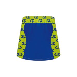 Womens Lacrosse/Field Hockey Full Dye Sub Reversible Kilt. blue back