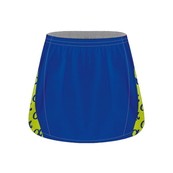 Womens Lacrosse/Field Hockey Full Dye Sub Reversible Kilt. blue front