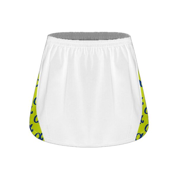 Womens Lacrosse/Field Hockey Full Dye Sub Reversible Kilt. white front