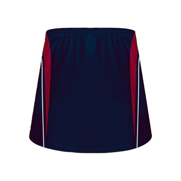 Womens Lacrosse/Field Hockey Full Dye Sub Reversible Kilt. navy back.