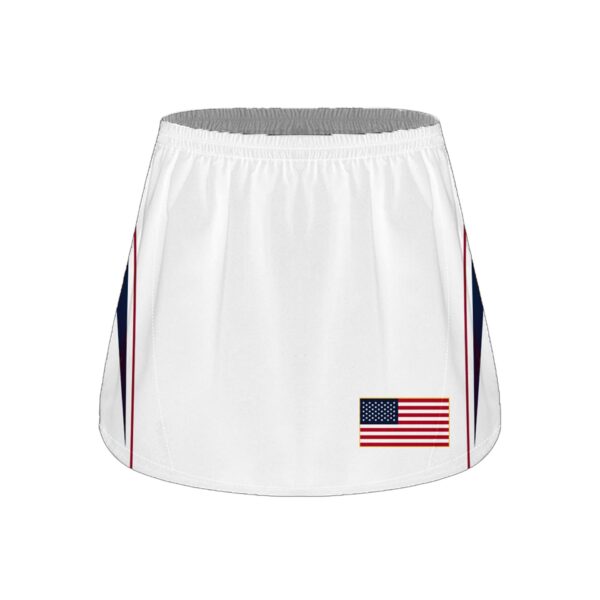 Womens Lacrosse/Field Hockey Full Dye Sub Reversible Kilt.white- front.