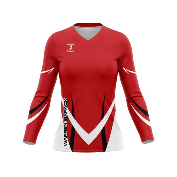 Full Dye Sub Long Sleeve Jersey - Pro Fit Volleyball Pattern - Womens/Youth Girls Front