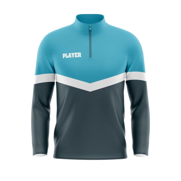 Quarter Zip Pullover Warmup Jacket - Polyester Brushed Fleece Front