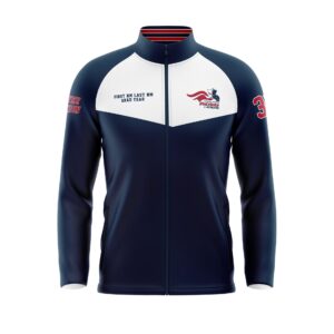 Full Zipper Woven Microfiber Warmup Jacket with Caped Front