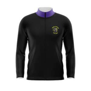 Full Zipper Woven Microfiber Warmup Jacket with Caped Front