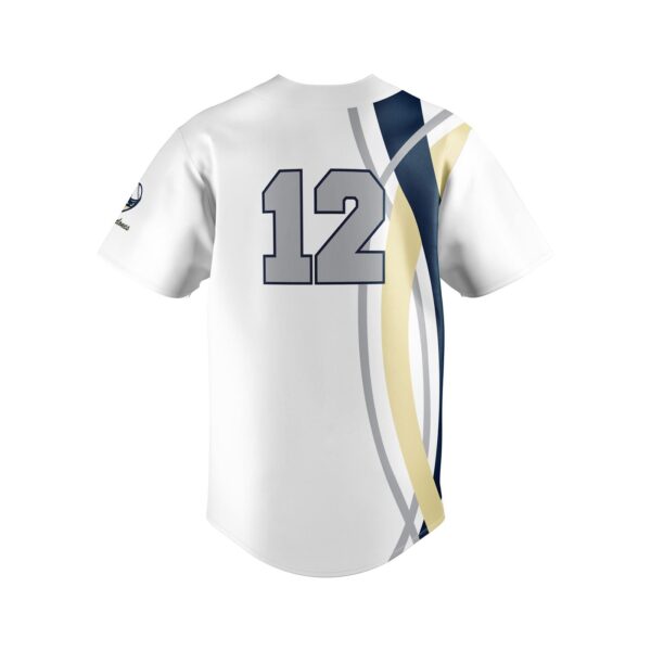 Full Dye Sub Fastpitch Faux Full Button Short Sleeve Jersey - Varsity Pattern white back