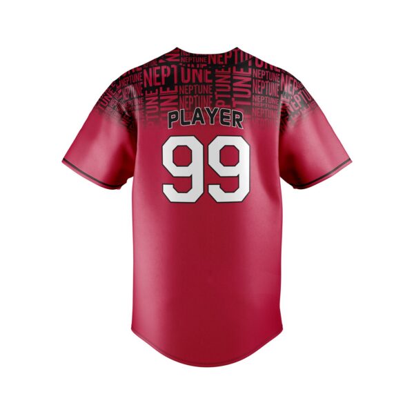 Full Dye Sub Fastpitch Faux Full Button Short Sleeve Jersey - Varsity Pattern scarlet back