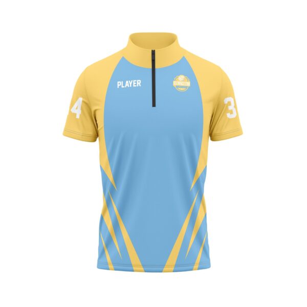 Full Dye Sub Quarter Zip Pullover Woven Microfiber Warmup Jacket - Short Sleeve Front