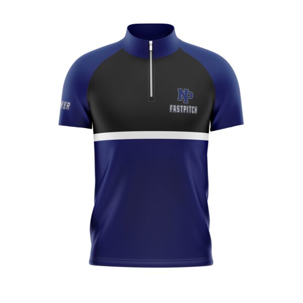 Full Dye Sub Batting Jacket - Quarter Zip Pullover - Short Sleeve - Sideseam zipper opening - Unlined front