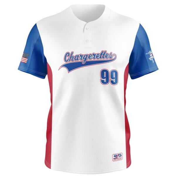 Full Dye Sub Fastpitch Two Button Jersey-front