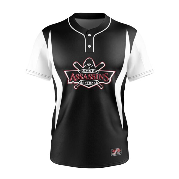 Full Dye Sub Baseball/Softball Two Button Jersey- front