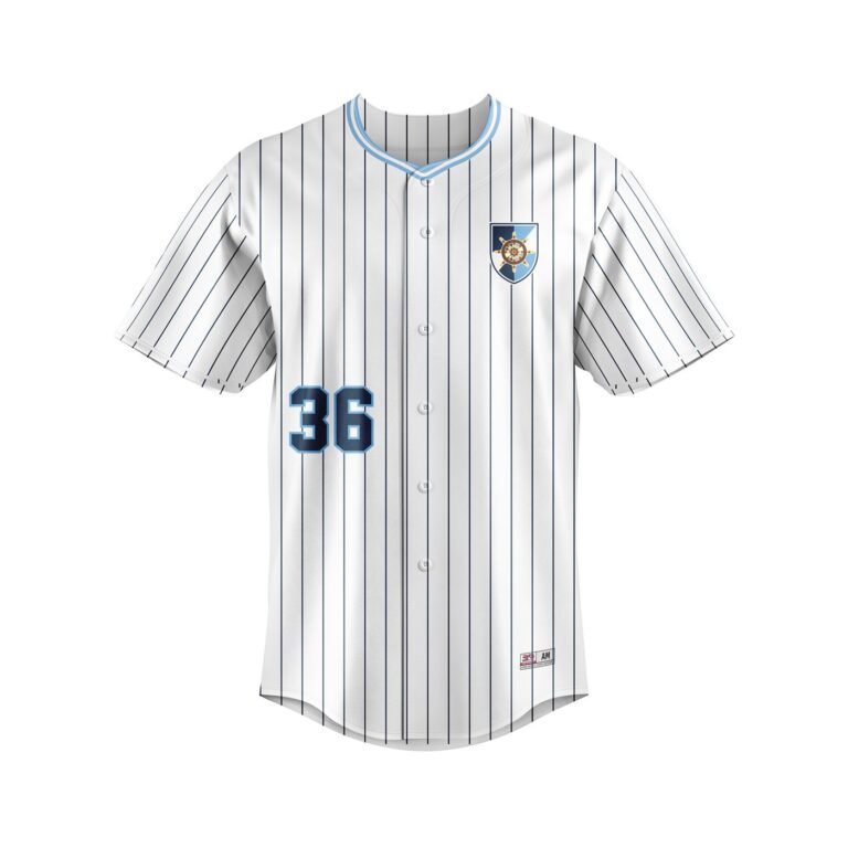 Sublimated Tackle Twill Full Button Varsity Pattern Baseball Jersey- Front