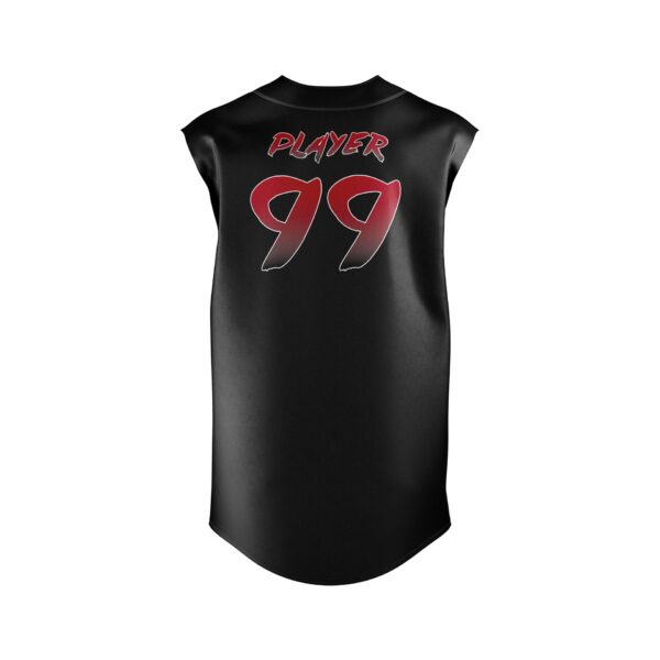 Baseball/Softball Faux Full Button Sleeveless Jersey - Varsity Pattern back