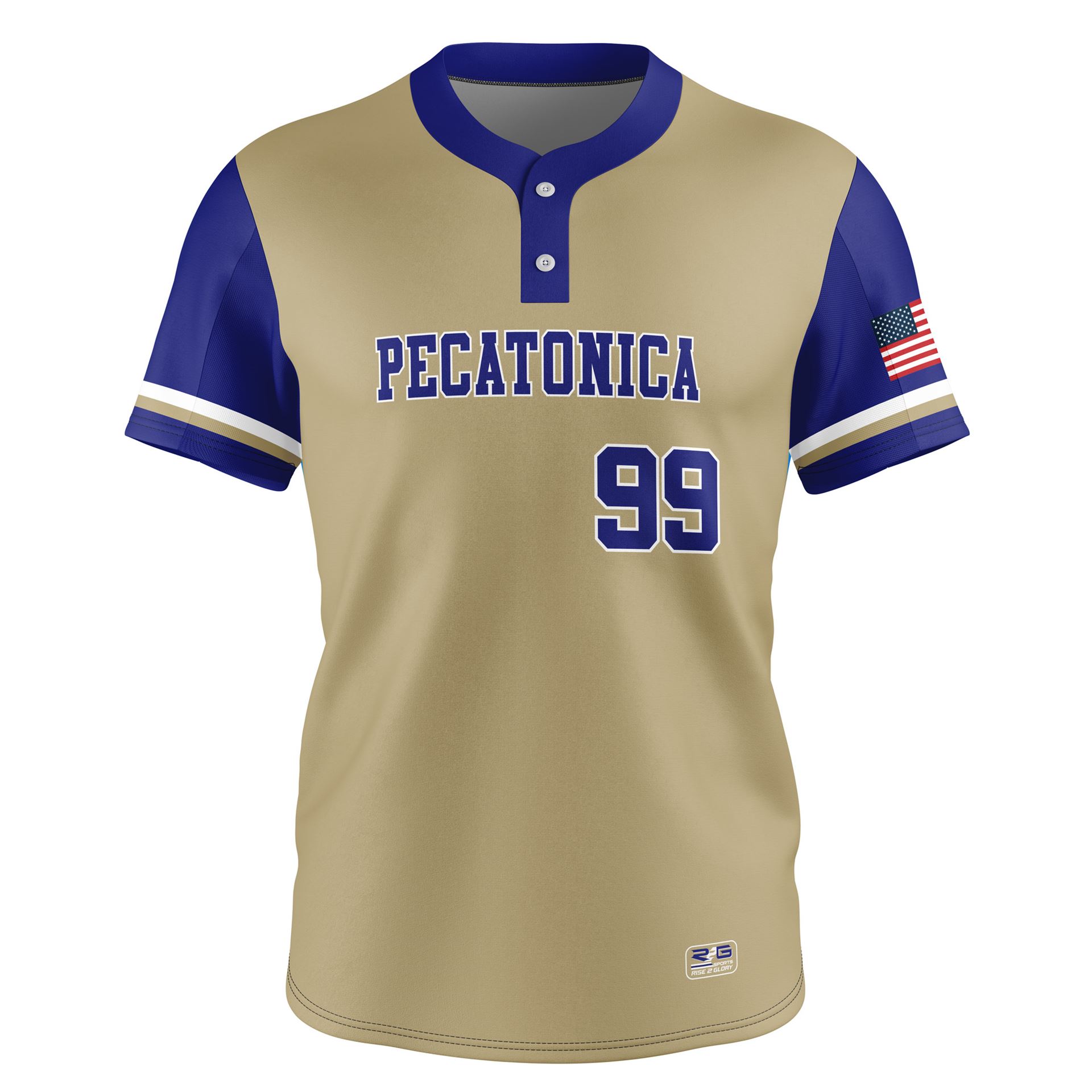 Full Dye Sub Baseball/Softball Two Button Jersey - front