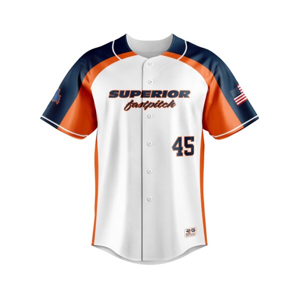 Full Dye Sub Fastpitch Full Button Short Sleeve Jersey