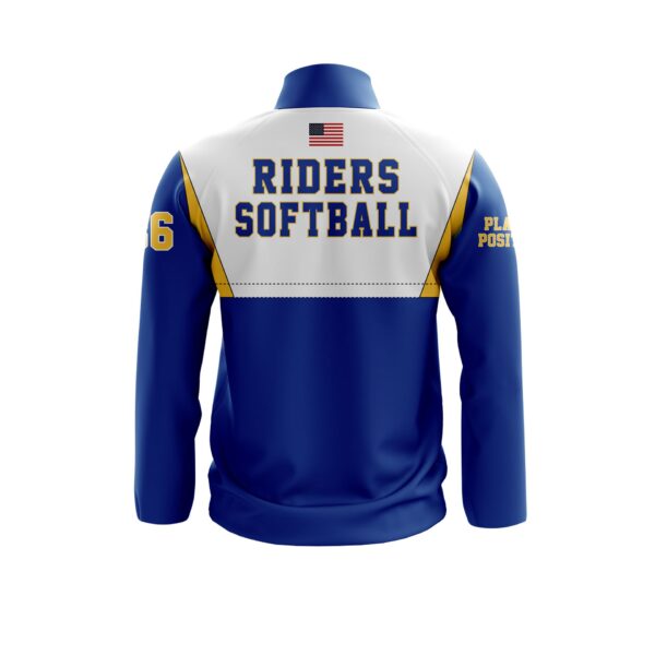 Full Dye Sub Full Zip Warmup Jacket with Caped Back . back