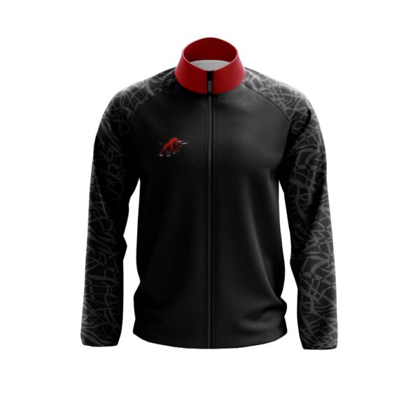 Full Dye Sub Full Zipper Woven Microfiber Warmup Jacket - Long Sleeve front