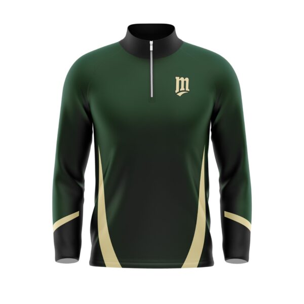 Full Dye Sub Quarter Zip Pullover Woven Microfiber Warmup Jacket- front