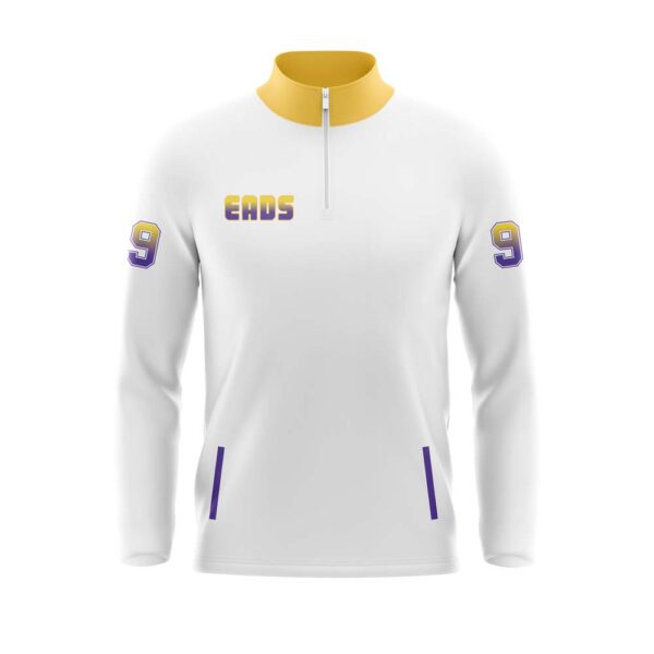 Full Dye Sub Quarter Zip Woven Microfiber Warmup Jacket -front