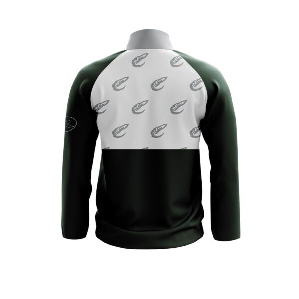 Full Zipper Woven Microfiber Warmup Jacket with Caped Back. back