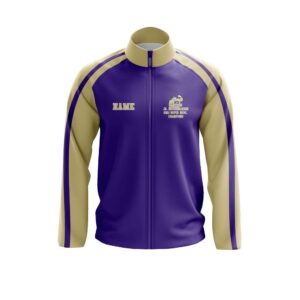 Full Zipper Woven Microfiber Warmup Jacket with Caped Back - front