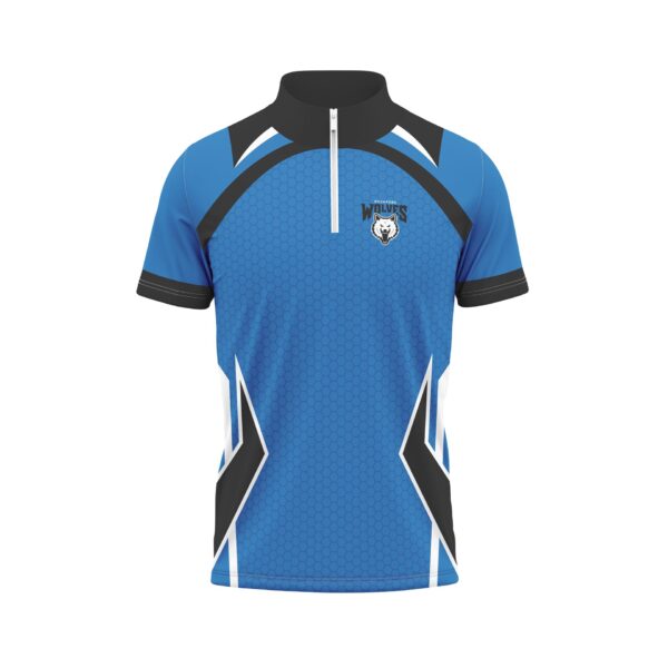 Full Dye Sub Quarter Zip Pullover Woven Microfiber Warmup Jacket - Short Sleeve front