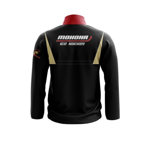 Full Dye Sub Full Zipper Woven Microfiber Warmup Jacket with Caped Back. Back