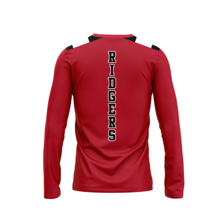 Full Dye Sub Workout Shirts - Varsity Pattern - Long Sleeves back