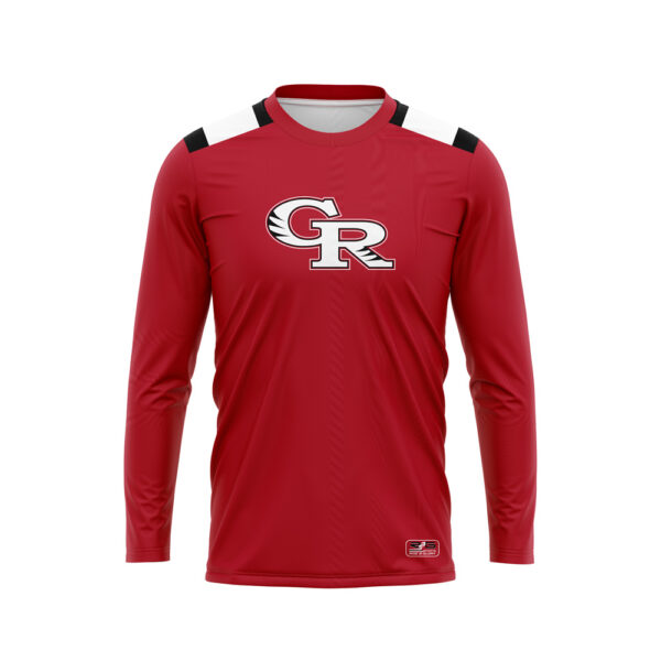 Full Dye Sub Workout Shirts - Varsity Pattern - Long Sleeves front