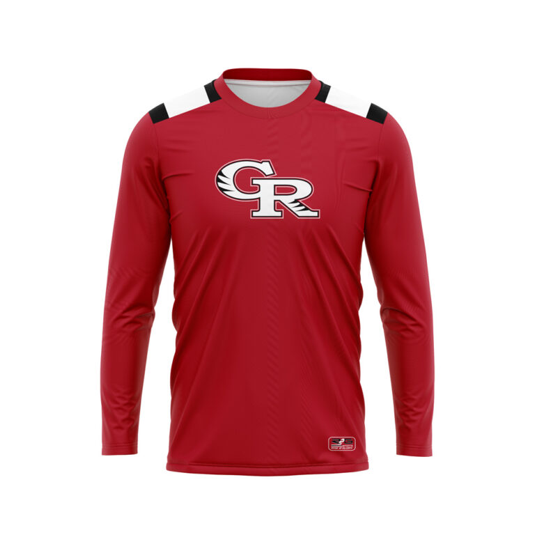 Full Dye Sub Workout Shirts - Varsity Pattern - Long Sleeves front