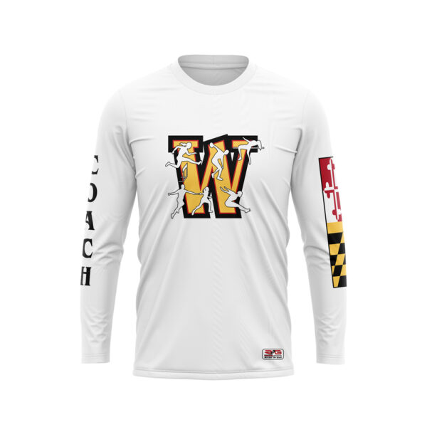 Full Dye Sub Workout Shirts - Varsity Pattern - Long Sleeves front