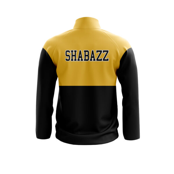 Full Zipper Woven Microfiber Warmup Jacket with Caped Back - front