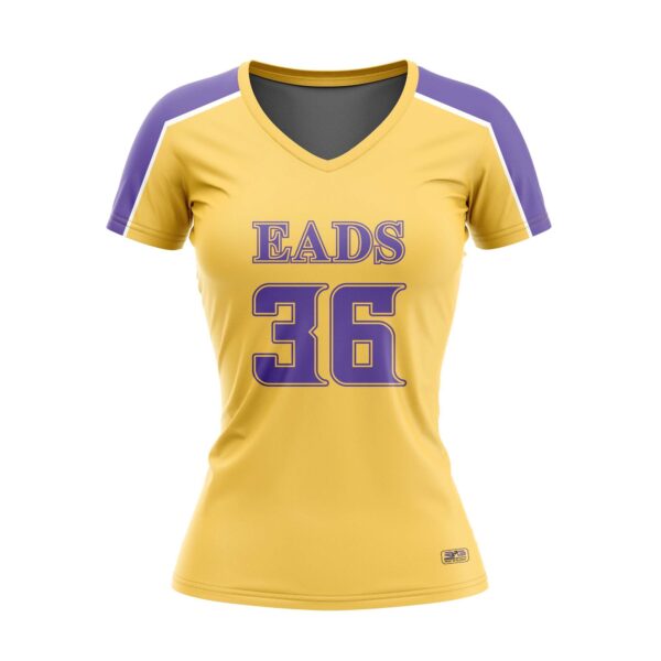 Full Dye Sub Short Sleeve Jersey - Pro Fit Volleyball Pattern - V Neck - Womens/Youth Girls - Image 5