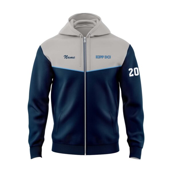 Full Dye Sub Full Zipper Woven Microfiber Warmup Jacket with Caped Back - Adult/Youth - Image 3