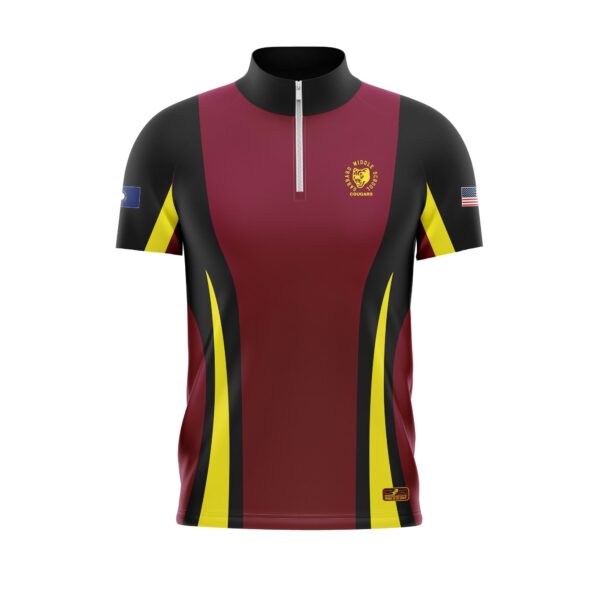 Full Dye Sub Quarter Zip Bowling Pattern Pullover Shirt - Short or Long Sleeve - Adult/Womens/Youth