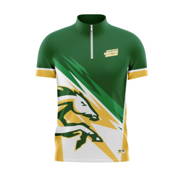 Full Dye Sub Quarter Zip Bowling Pattern Pullover Shirt - Short or Long Sleeve - Adult/Womens/Youth - Image 5