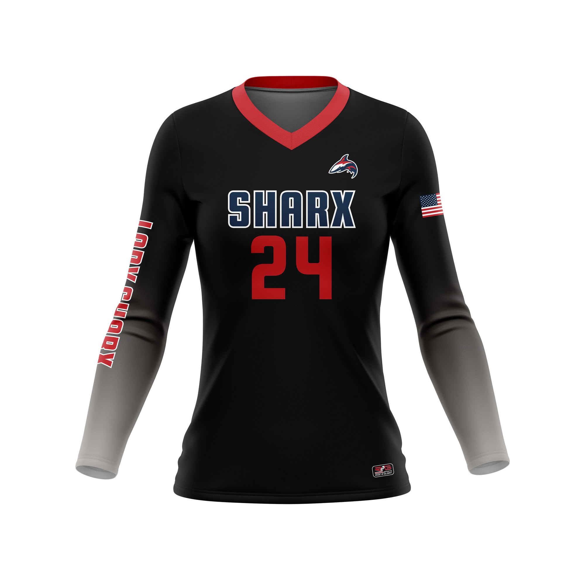 Full Dye Sub Long Sleeve Jersey - Pro Fit Volleyball Pattern - Womens/Youth Girls