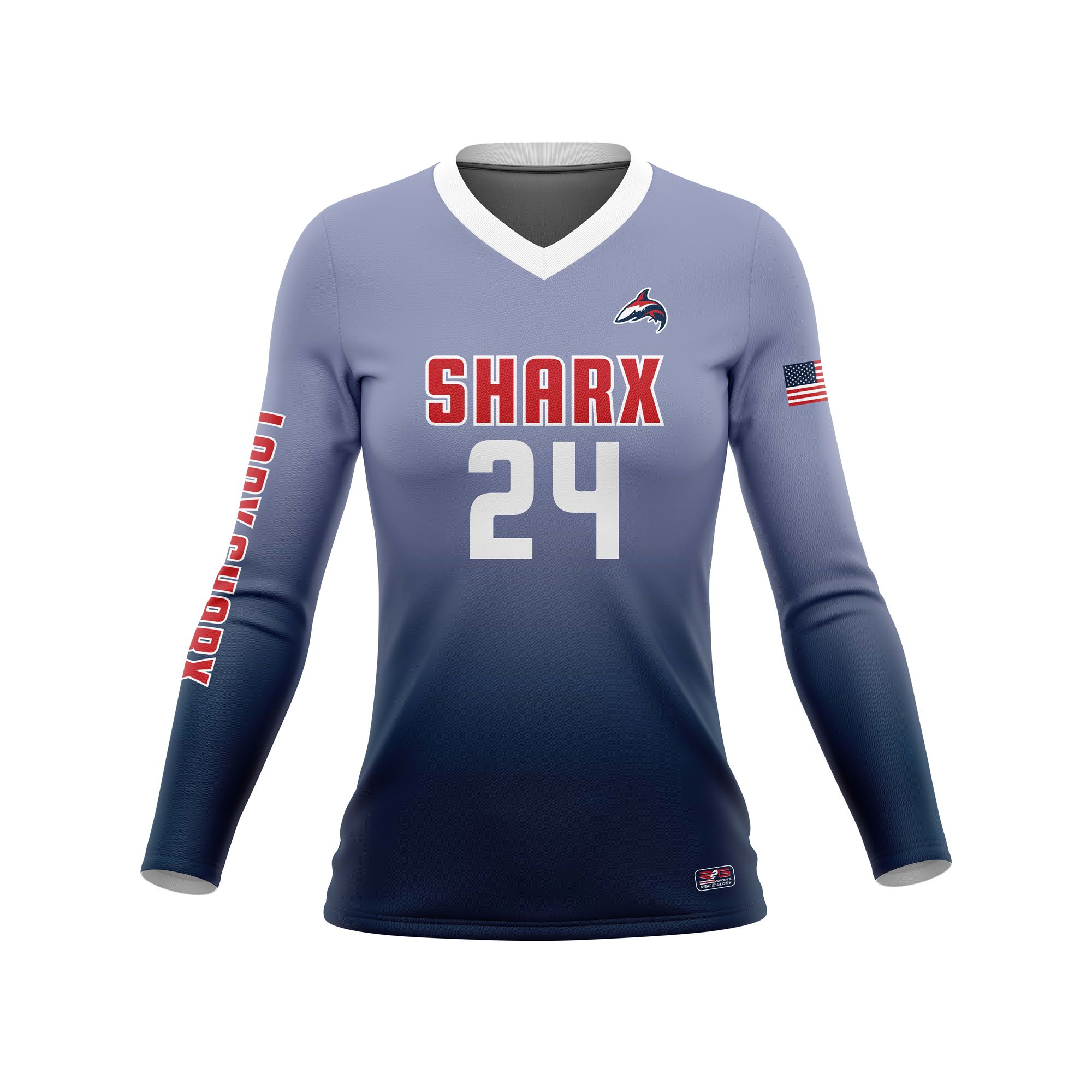 Full Dye Sub Long Sleeve Jersey - Pro Fit Volleyball Pattern - Womens/Youth Girls - Image 5