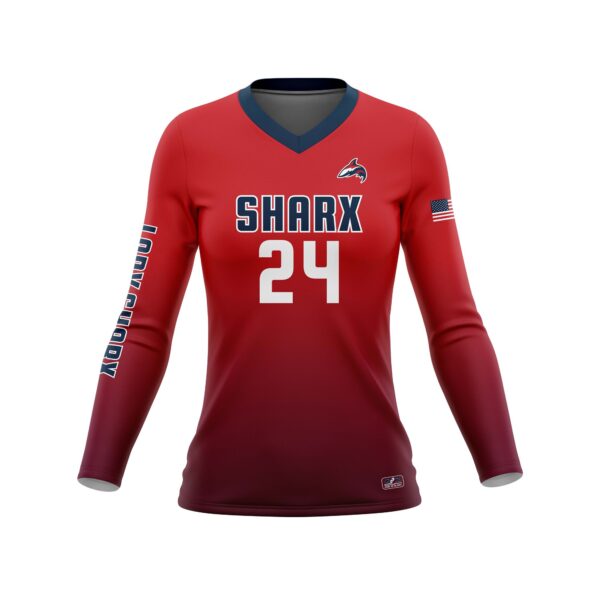 Full Dye Sub Long Sleeve Jersey - Pro Fit Volleyball Pattern - Womens/Youth Girls - Image 3