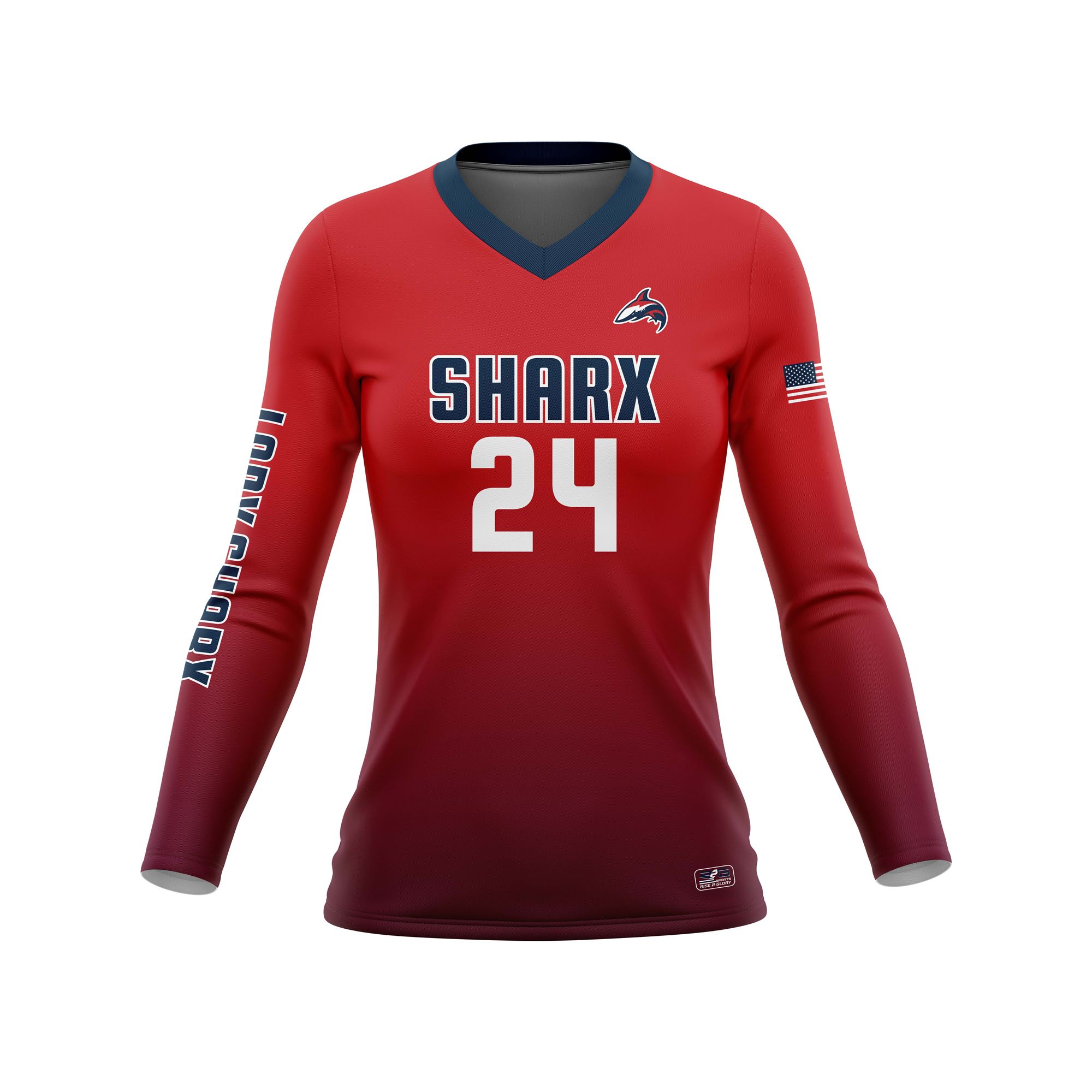 Full Dye Sub Long Sleeve Jersey - Pro Fit Volleyball Pattern - Womens/Youth Girls - Image 3